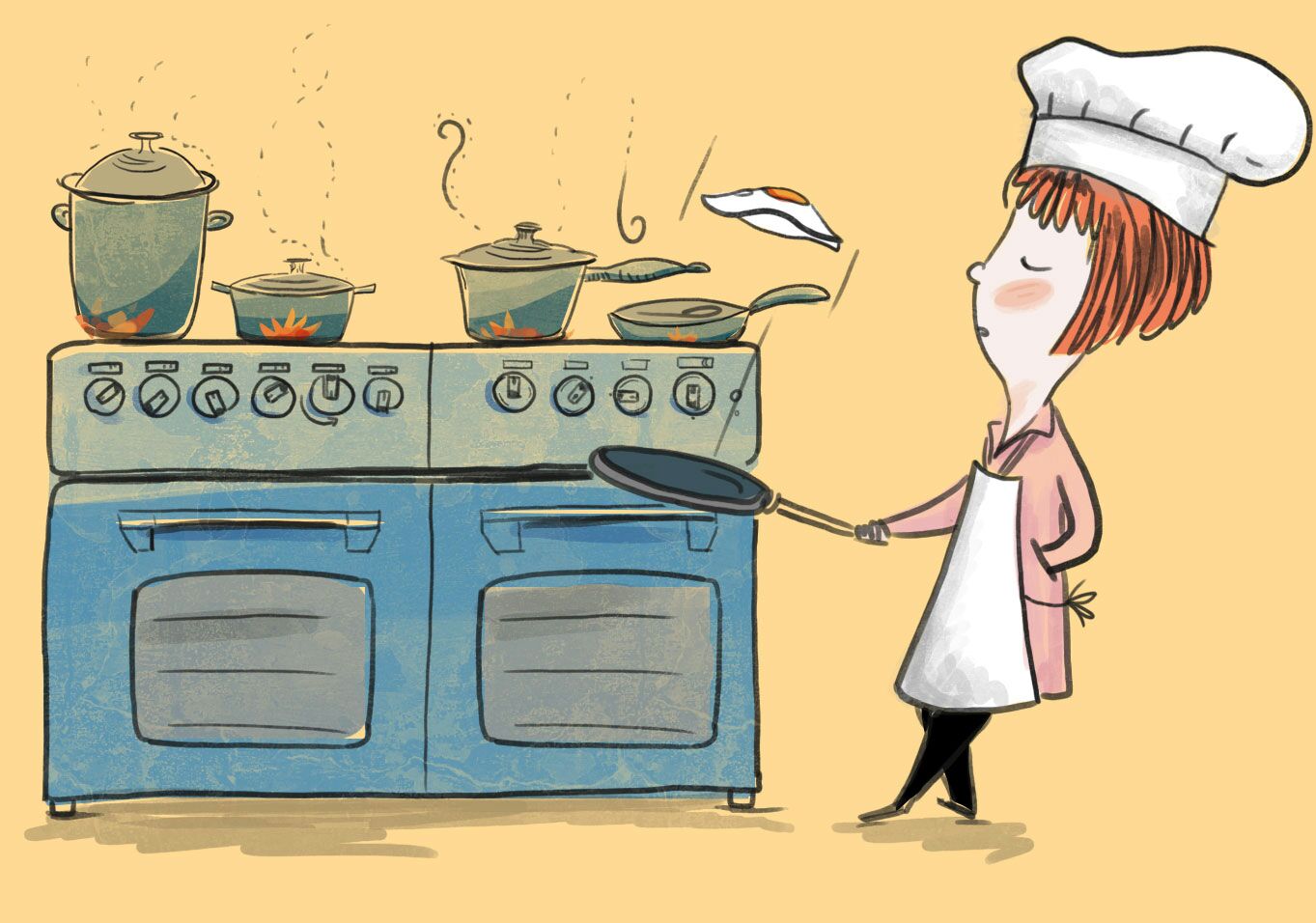 Girl Cooking - Color